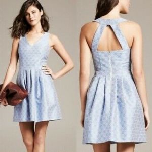 Banana Republic Blue and White Embroidered Dress 0P